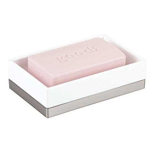 Tvålställ - Interdesign - 41082 - Plast - Vit/Borstad - 12,7 x 8,3 x 3,4 cm
