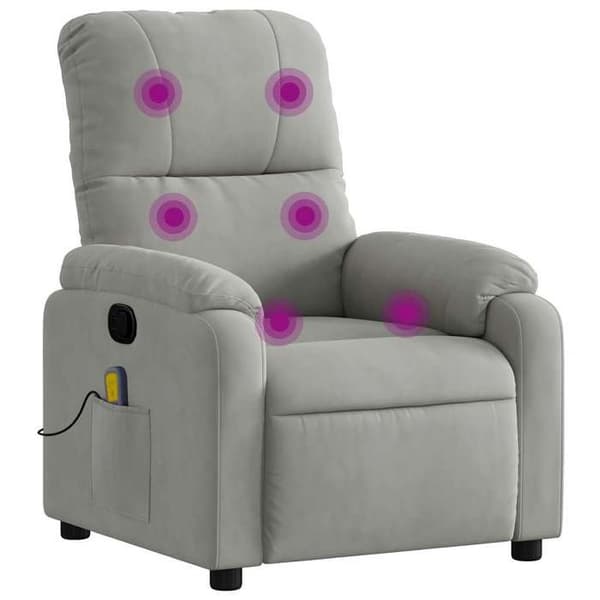 vidaXL massagefåtölj ljusgrå mikrofibertyg 373457