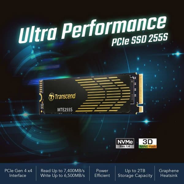 Transcend 1 TB SSD intern M.2 PCIe NVMe TS1TMTE255S