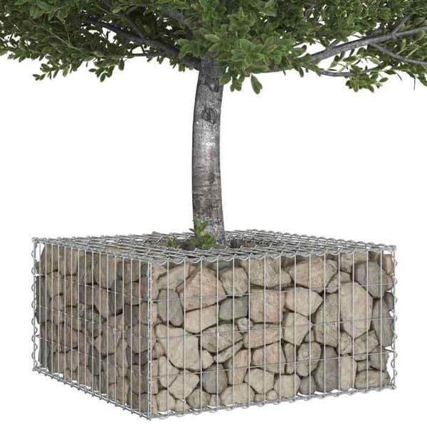 vidaXL Hög säng gabion Silver 42033318