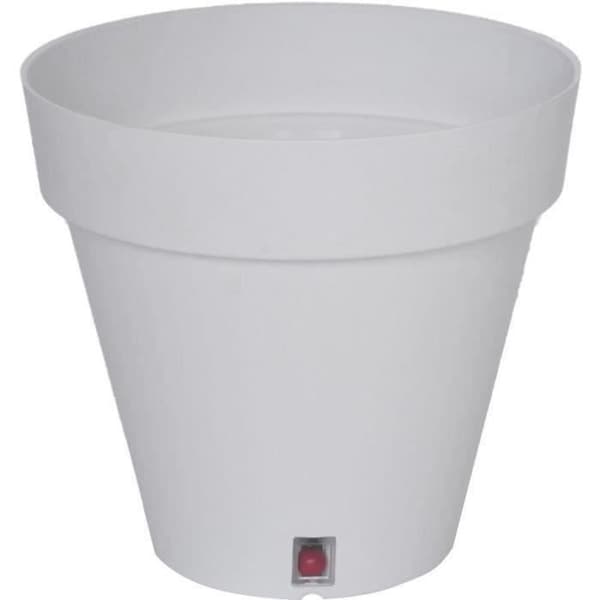 Rund blomkruka - RIVIERA - LOFT - Plast - D29,5 x H27 cm - Vit