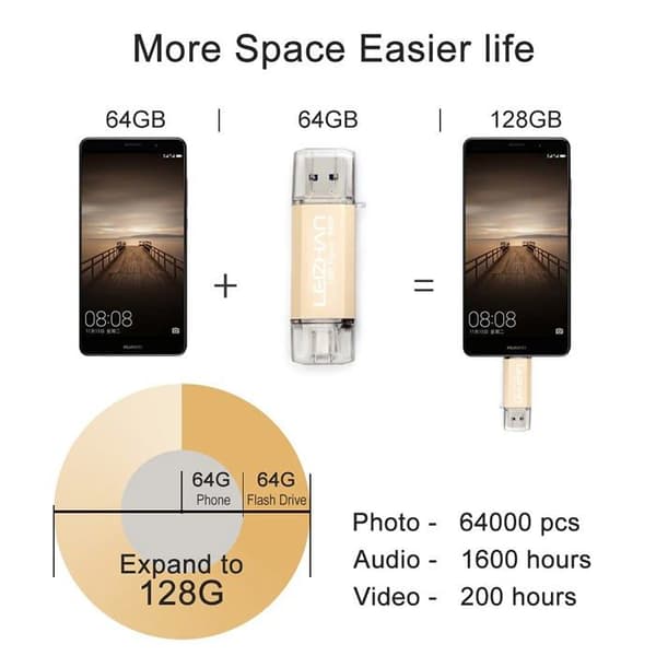 USB-minne - Leizhan - Typ C - 64 Go - USB 3.0 - OTG för Android-smartphones