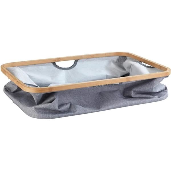 Tvättkorg - WENKO - Bahari - 50L - Polyester - Bambu - Grå - Brun