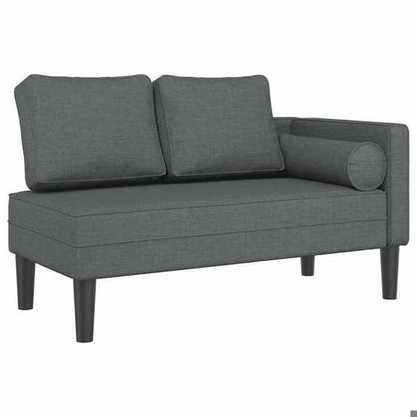 vidaXL Chaise longue med mörkgrå kuddar tyg 4007580
