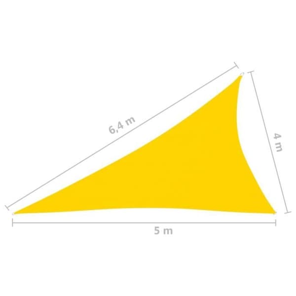 vidaXL Solskyddsduk Oxford Triangulär 4x5x6,4 m Gul