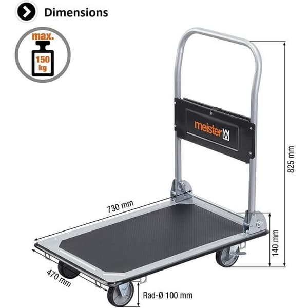 MEISTER Fällbar transportvagn 150 Kg