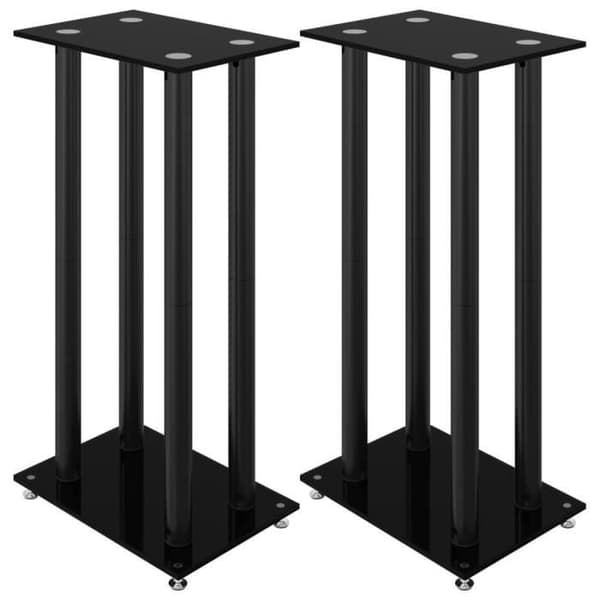 Högtalarstativ 2 st svart säkerhetsglas 4 pelare