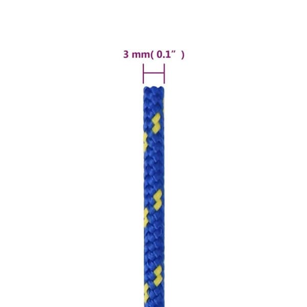 152430 vidaXL Båtrep Blå 3 mm 100 m Polypropen