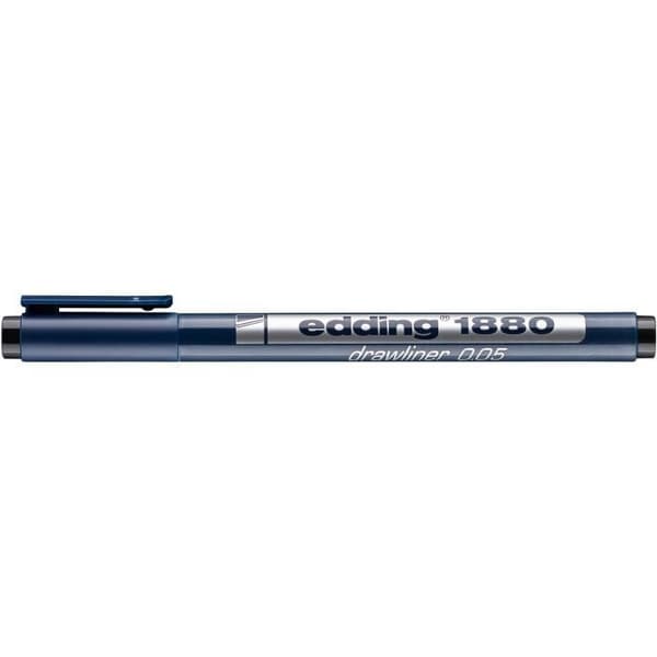 Fin precisionstusch - Edding - 1880 - Svart - 0,2 mm - Spets 0,05 mm