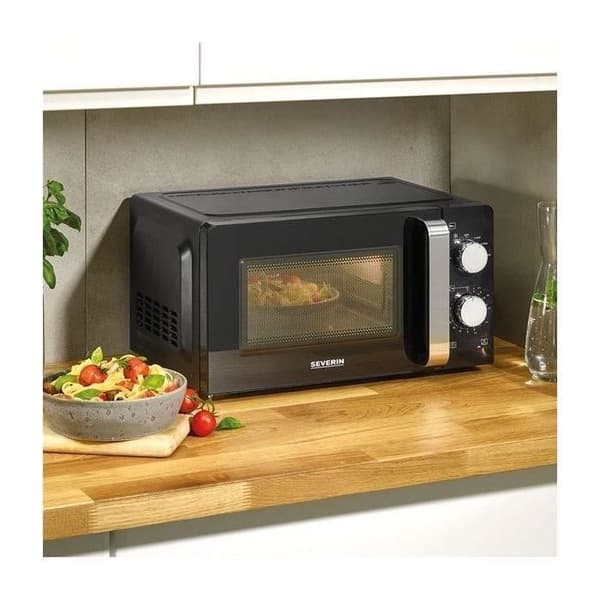 SEVERIN mikrovågsugn - 17L - 700W - svart/silver - 6 effektnivåer - 2 avfrostningsprogram