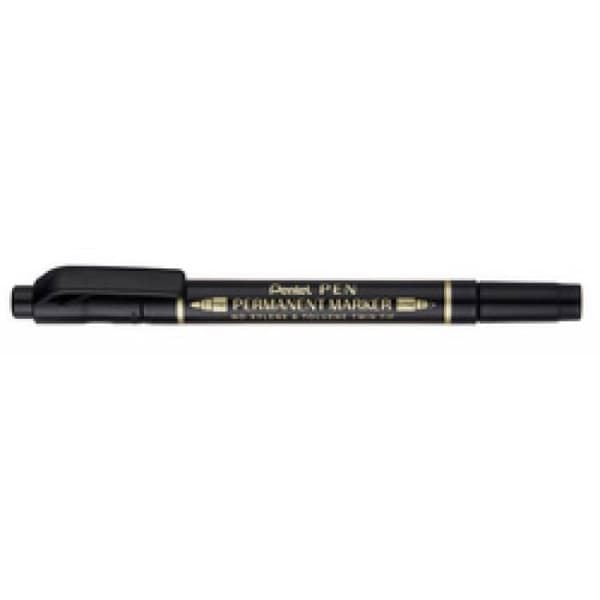 Permanent marker - Pentel - Pen - Double tip - Black - Indelible