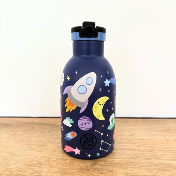 Gourde - 24BOTTLES - Rymdvänner - 330 ml - Inox - Inbyggd sugrör