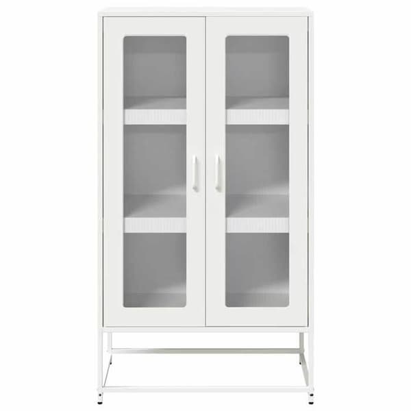 vidaXL Buffé hög vit 68x39x123 cm stål 853361
