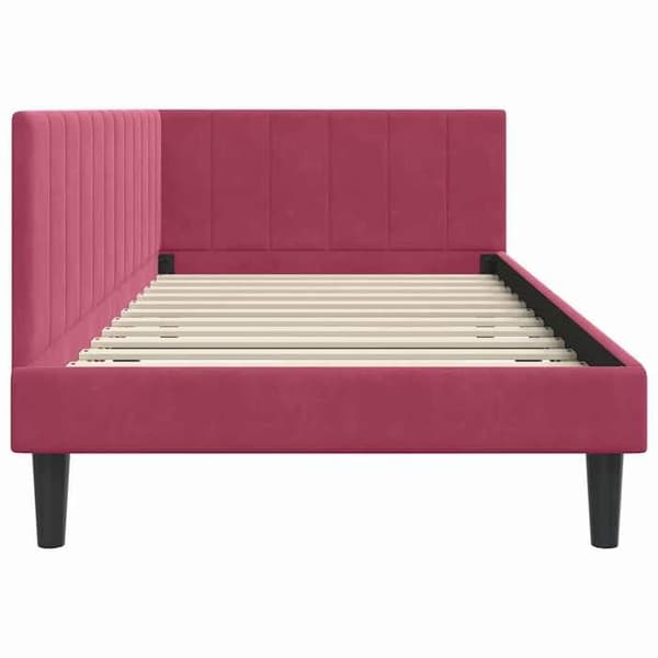 vidaXL Hörnsängram Bordeaux 90 cm x 190 cm Sammet 42016342