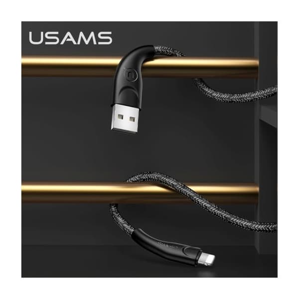 USAMS 1m svart Lightning-kabel för iPhone