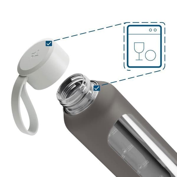 Motiverande glasflaska - Wessper B1 BOROSILICATE - 500 ml - grå
