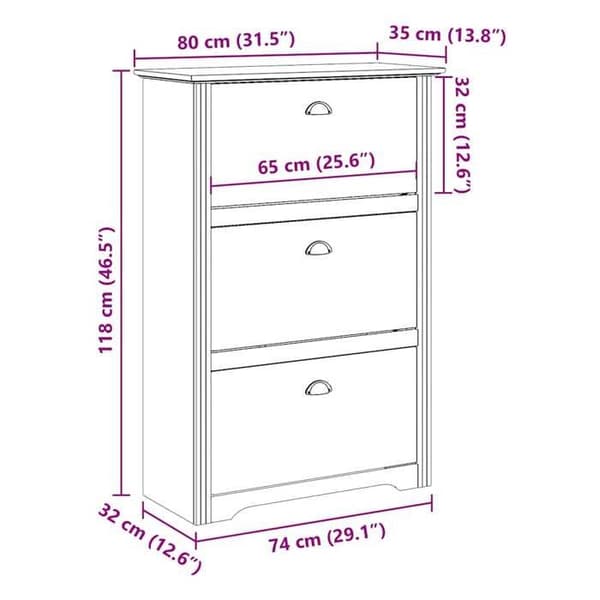 VidaXL Skohylla BODO grå 80x35x118 cm 4016883