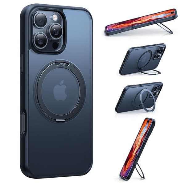 Coque Torras Ostand Pro MagSafe-serien för iPhone 16 - Svart