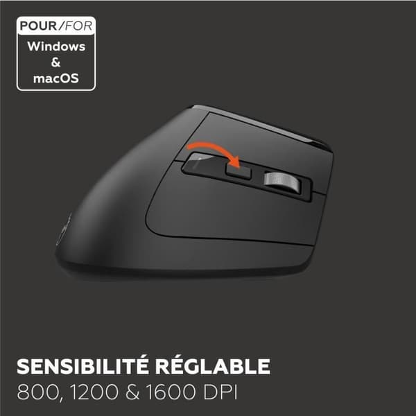 Ergonomisk mus - Trådlös - MOBILITY LAB - ML314259 - Svart