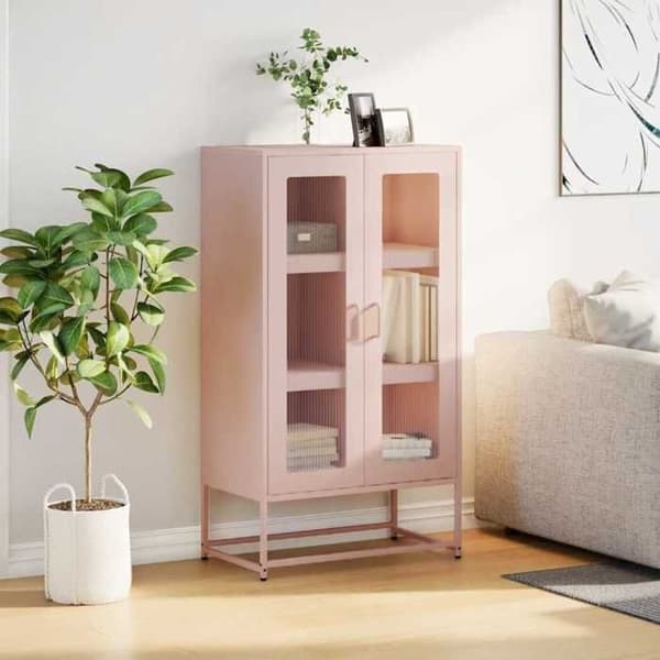 vidaXL Buffé hög rosa 68x39x123 cm stål 853357