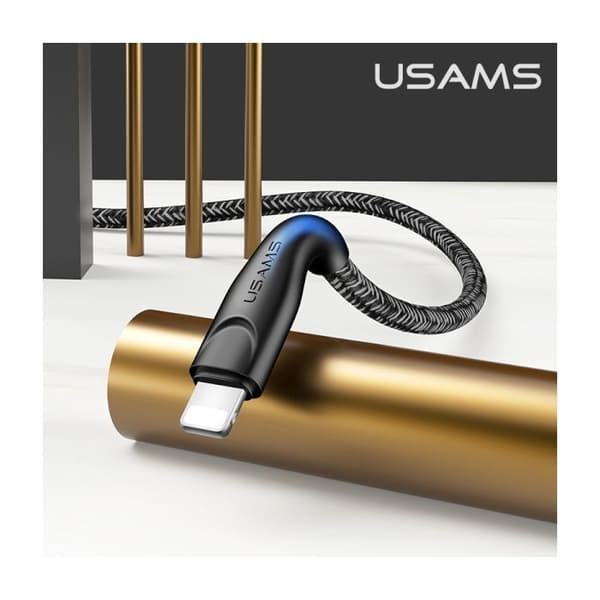 USAMS 1m svart Lightning-kabel för iPhone
