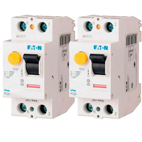 EATON Set med 2 differentialbrytare med skruv 40A typ AC 30mA