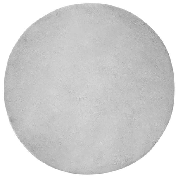 Matta - VIDAXL - Olite - Ø 100 cm - Grå - Syntetisk päls - Halkfri