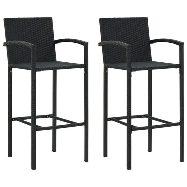 vidaXL Barstolar set om 2 svart flätad plast 362581