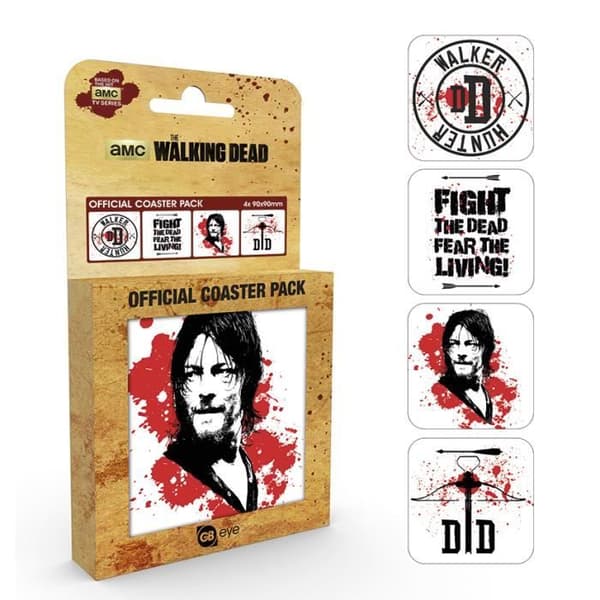 Set med 4 The Walking Dead Daryl glasunderlägg