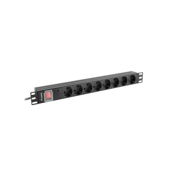 Multiprise - LANBERG - PDU Rack 19 - 1U - 16A - 8x Shuko - 2m kabel