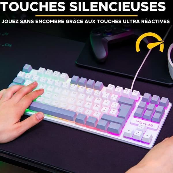 Clavier Gamer - The G-Lab - KEYZ CAESIUM - RGB - Vit & grå - TKL