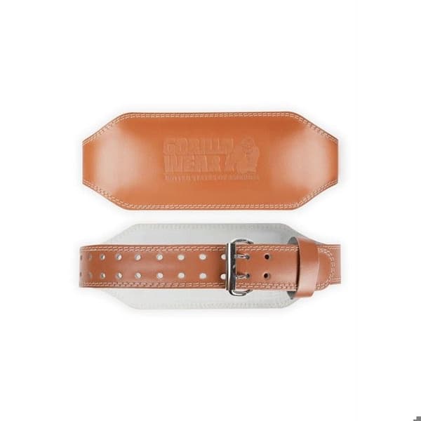 Gorilla Wear 6" vadderat läderlyftbälte - Brun - L/XL