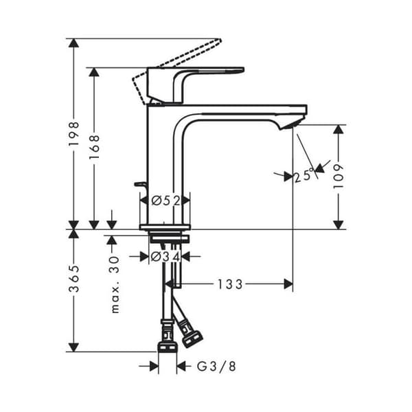 Krane - HANSGROHE - Rebris S - Höjd 110 mm - Kromad - Vattensparande