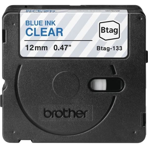 Tejp - BROTHER - BTAG133 - Blå på transparent - 12 mm - Ej laminerad