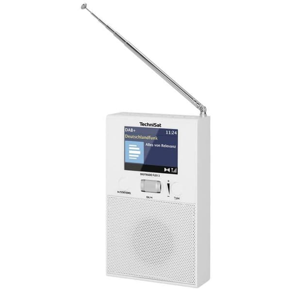 TechniSat DIGITRADIO FLEX 2 – Radio DAB+/FM Bluetooth, högtalarlåda, väckarklocka, nätadapter, vit