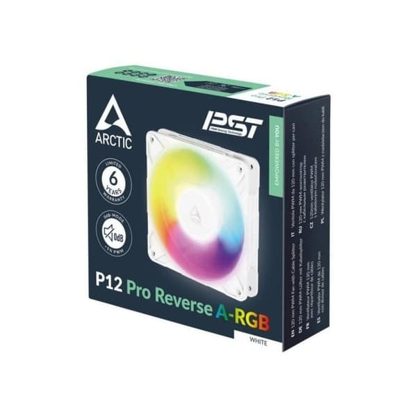 Kylning Luft Arctic 120 mm P12 Pro Reverse A-RGB PWM Vit Multi LED