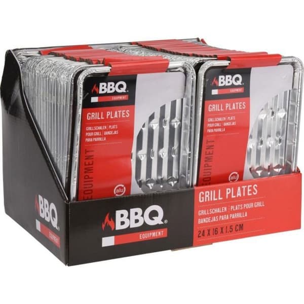 4 VASSOI GRILL BBQ I ALUMINIUM 24X16CM