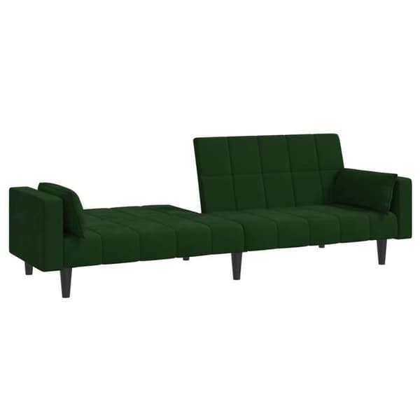 vidaXL 2-sits bäddsoffa med två kuddar Mörkgrön sammet 375849
