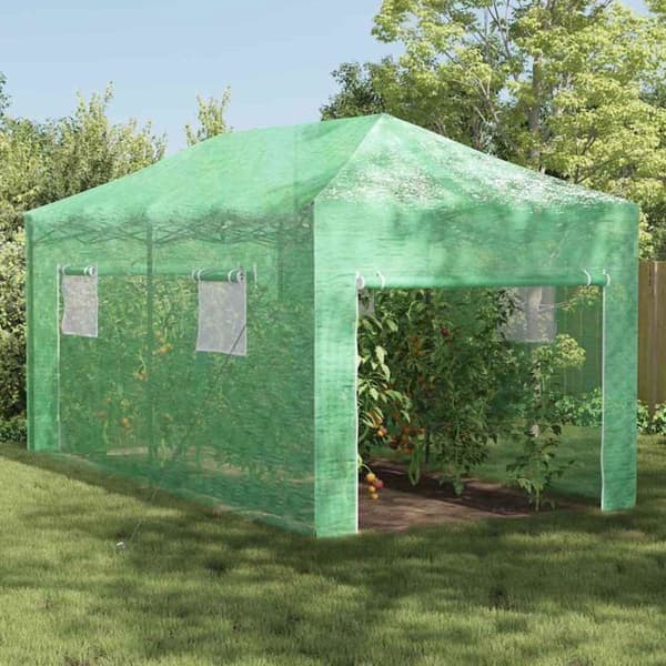 Fällbart växthus - vidaXL - 290x580x315 cm - Grön - Järnram - Polyetenskåpa - Fällbar