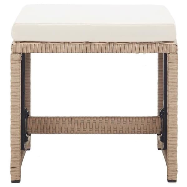 vidaXL Trädgårdspallar 2 st med Kuddar Vävd Resin Beige