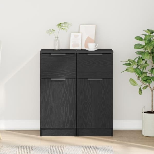 Buffé bas - Svart ek - 1 dörr - Massivt trä - Chic elegans