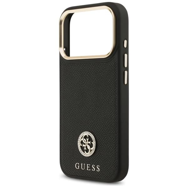 Coque Guess Grained Strass Logo MagSafe för iPhone 17 Pro - Svart