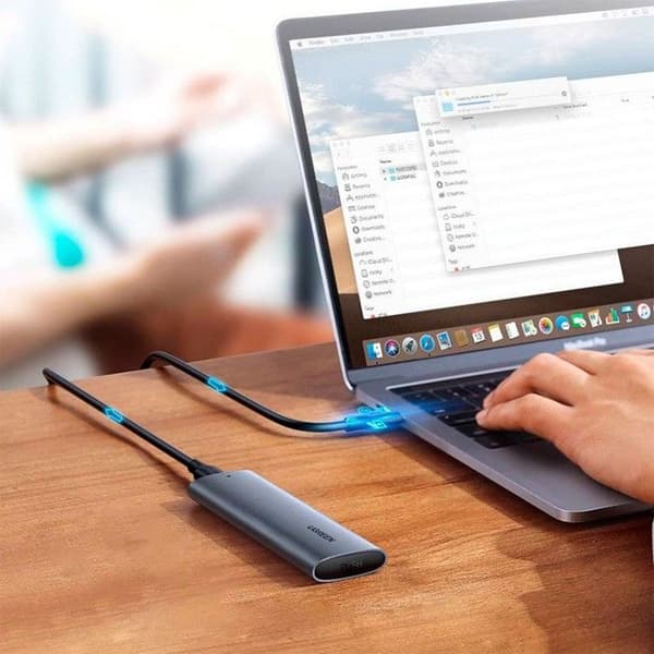 Extern USB-C-hölje - ICY BOX - NVMe M.2 Typ 2280 - USB 3.1 - Grå - Hög prestanda