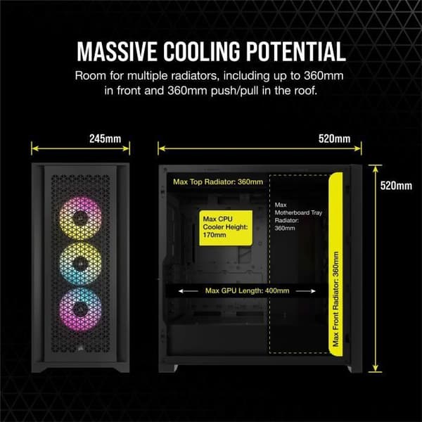 PC-chassi - CORSAIR - FRAME 5000D RS ARGB Airflow - Mid-Tower - Svart - CC-9011309-WW