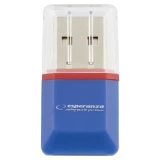 ESPERANZA EA134B MicroSD-kortläsare - Blå - USB 2.0 - TransFlash, microSD, microSDHC