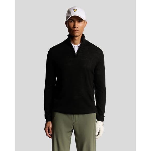 Pull 1/4 zip i broderad merinoull från Lyle & Scott
