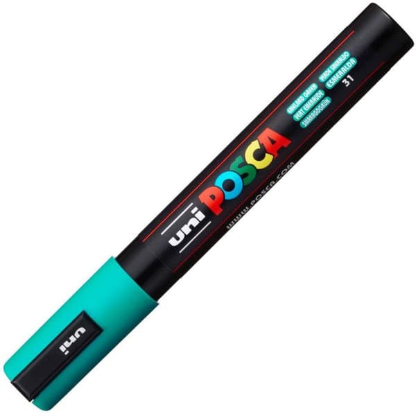 Marker - POSCA - Medium spets - Smaragdgrön - Opaque - Utplånbar