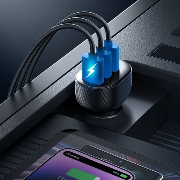 Biladapter - JoyRoom - JR-CCD03 - 3x USB - Digital display - 17 W