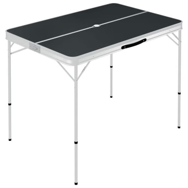 vidaXL hopfällbart campingbord med 2 bänkar aluminiumgrå