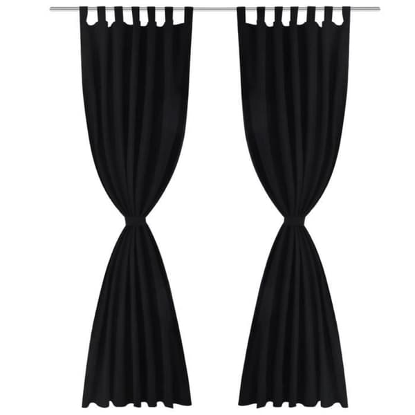 2 st Black Micro Satin Tab Top Gardin 140 x 245 cm